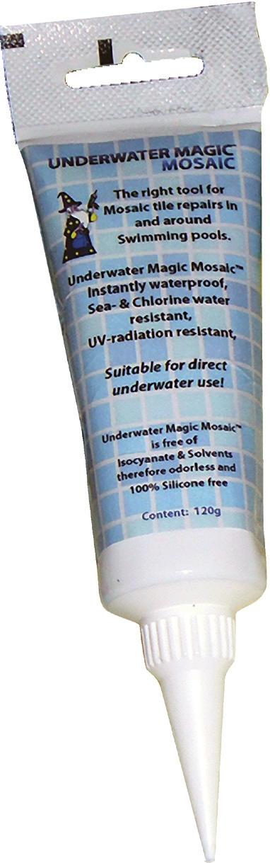 is a one component chlorine water resistant glue for small and minor repairs in and around swimming pools, which even seals underwater.