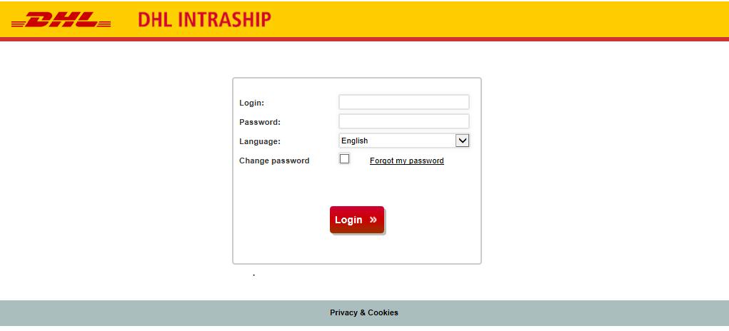 LOGIN Use your user name and password to login to DHL INTRASHIP at https://www.intra
