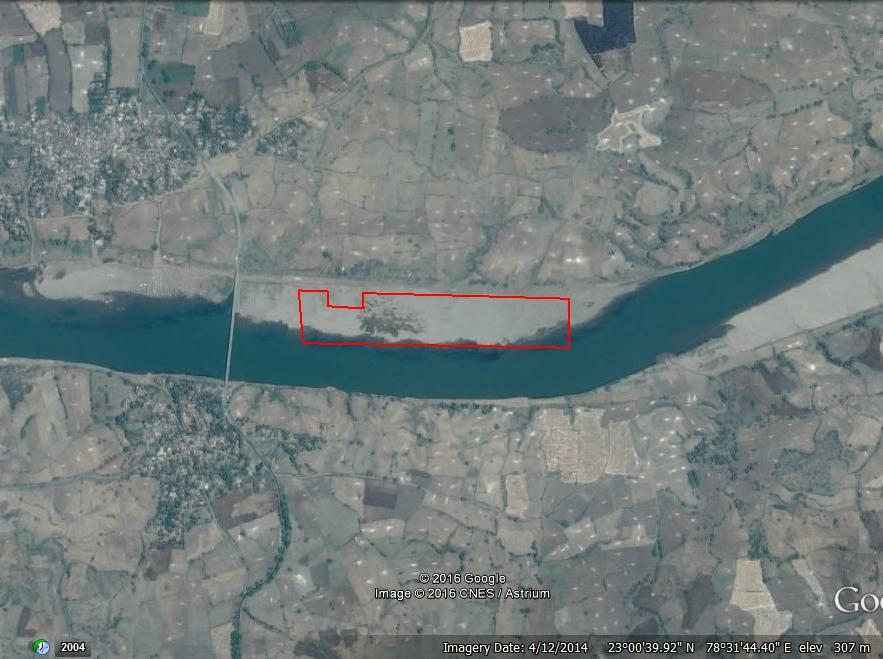 Google Image of the mining area: As the proposed quarry is a Sand Auction Quarry and mining will be done by manual method, so there will be no adverse impact in any manner due to mining activity.