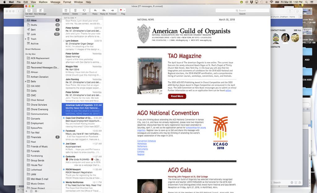 org) The American Organist Magazine he website of the AGO is visited regularly by members and non-members to access information about regional and national events, educational and career advancement,