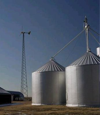 On-Grid Farm with Wind System Southwestern Kansas Bergey Windpower Excel wind turbine: 10 kw, 23 ft rotor, 100 ft tower ~21,000 kwh/year