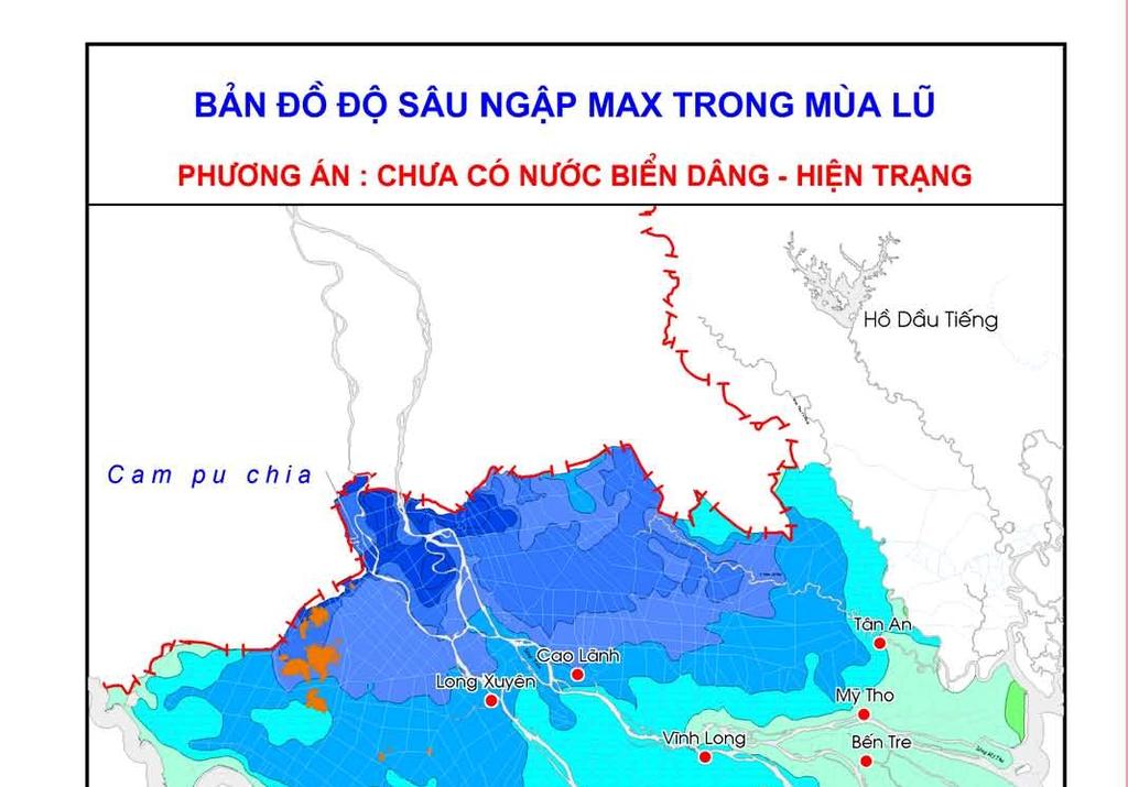 Inundation in Mekong Delta with 1m SLR Saline