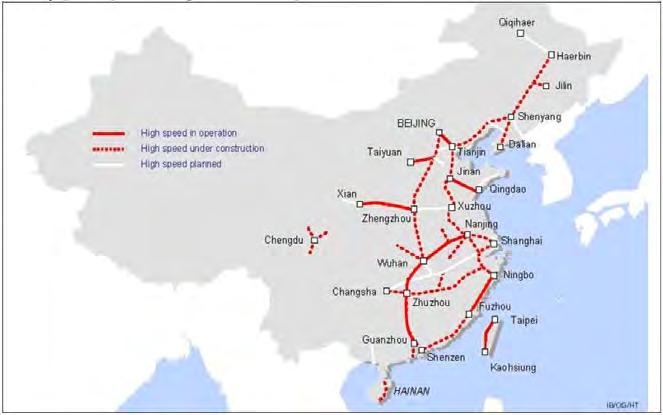 Case study: High speed rail in China China already has the world s largest network of dedicated high speed railways and is currently investing to expand this further.