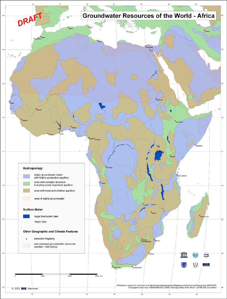 - UNESCO WHYMAP World-wide Hydrogeological Mapping and Assessment Programme Map of the African Continent This First