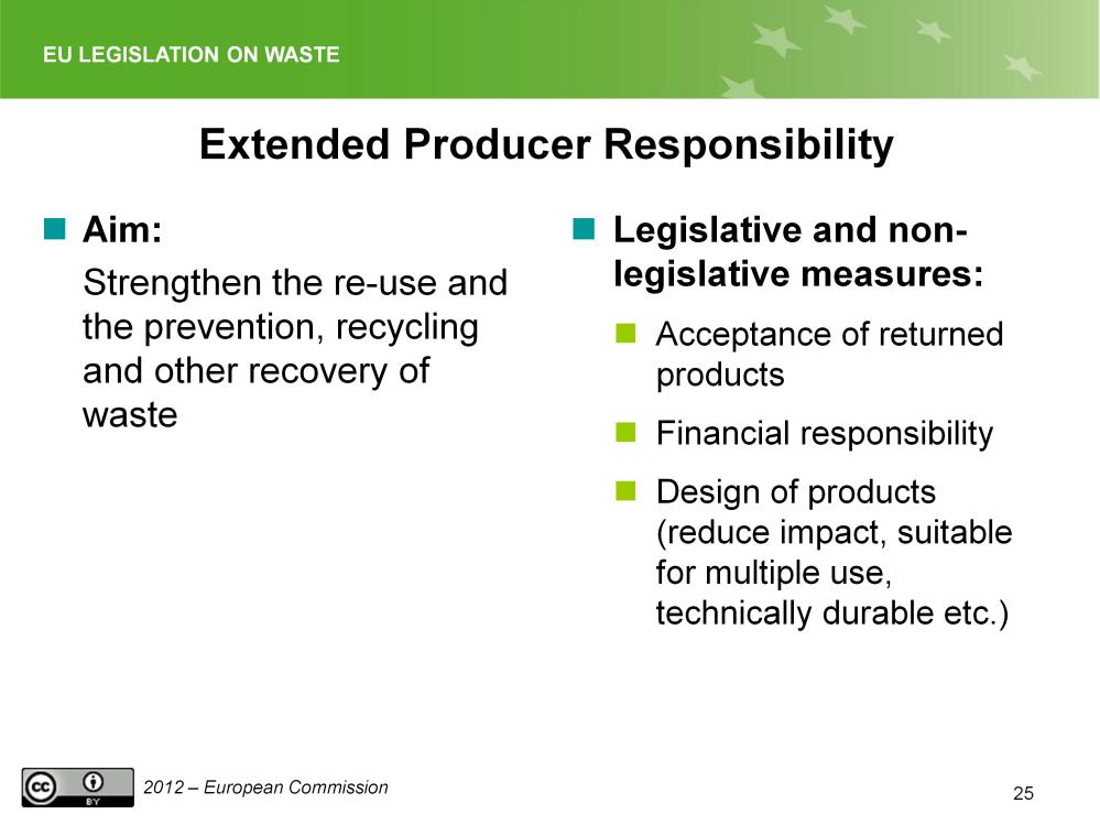 The concept of extended producer responsibility is newly laid down in Art. 8 of the Directive.