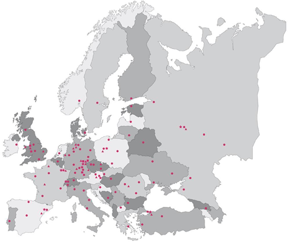 REHAU, CLOSE TO THE CUSTOMER EUROPEAN LOCATIONS REHAU is represented in Europe with 84 sales offices and 25 plants.