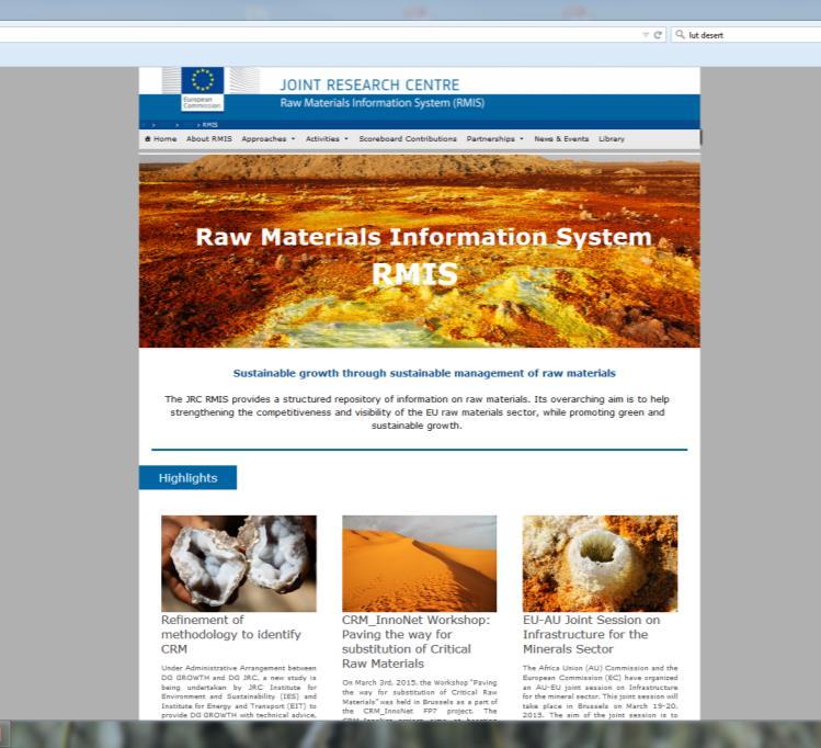 Raw Materials Support to EU Knowledge Management on Raw Materials JRC Raw Materials Information System EU RMKB (Raw Materials Knowledge Base) Developing the Raw Materials Scoreboard, as part