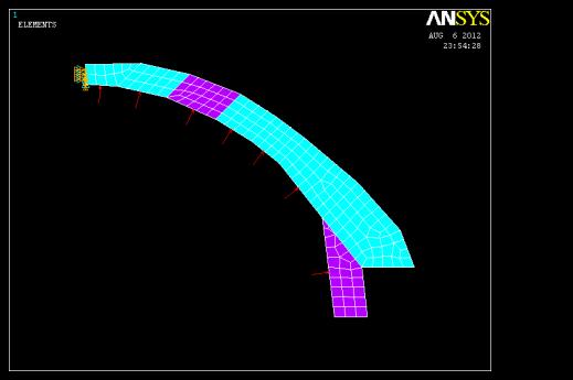 Finite element model of half section (axis-symmetric) of Geodesic dome Figure 8.