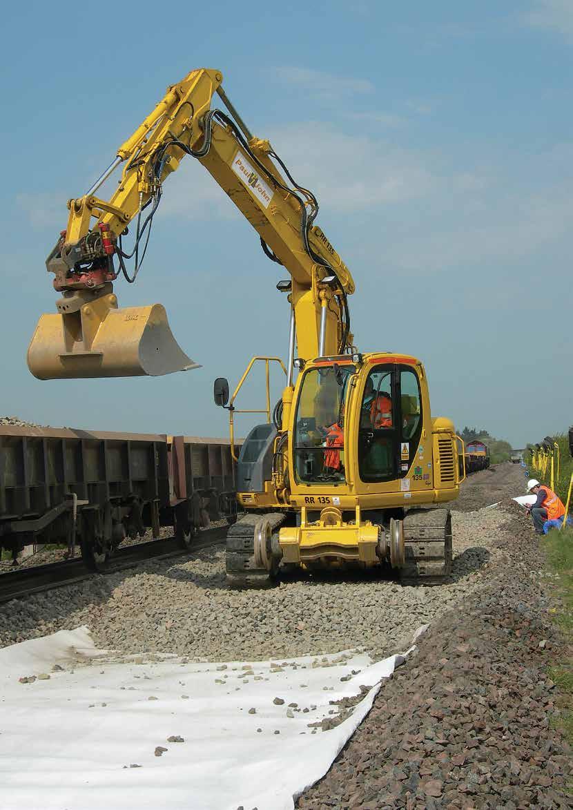 Geosynthetics in railways and related applications A geosynthetic provides one or more of four functions when used in track-bed construction: Separation to maintain the integrity of adjacent soil