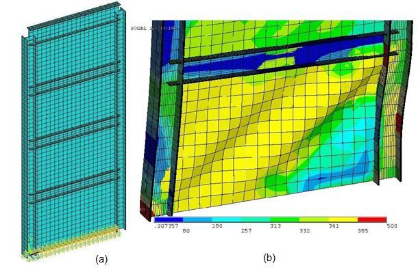 Fabricated in Ansys Software (a) and its Deformation with Van-Mises Stress