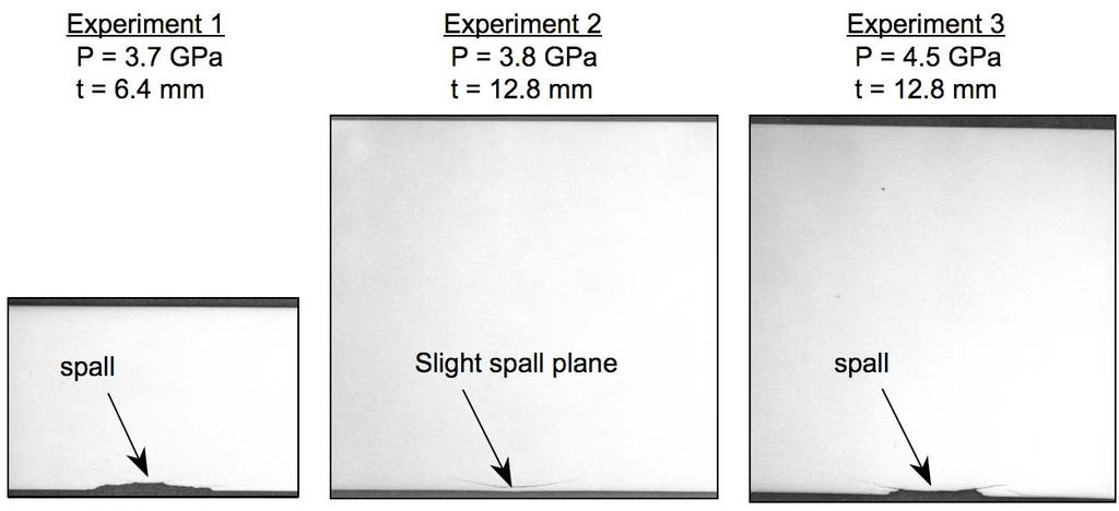 Laser-induced spall in silicon carbide 1001 Figure 5 shows the cross section of each target after testing.