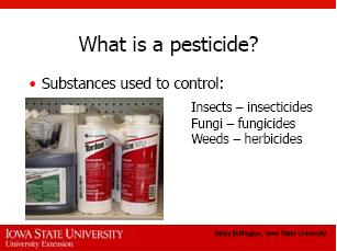 Pesticides are agricultural tools that control pests, such as weeds, insects, and fungi.