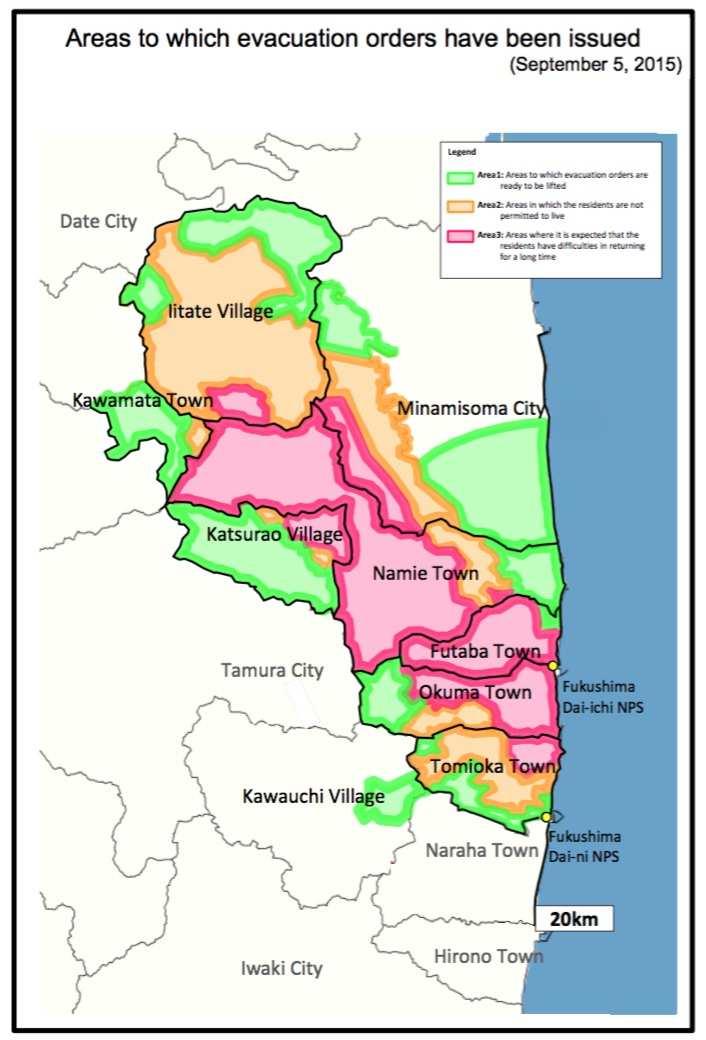 Areas to which evacuation orders have been issued Areas to which evacuation orders are ready to be lifted