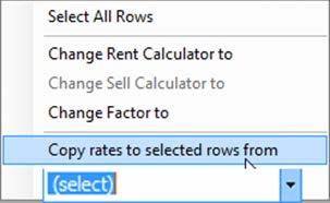 entire estimate. Choose the desired Rate Profile from Copy rates from drop down. The Rate Profile selected will be applied to the entire Estimate.