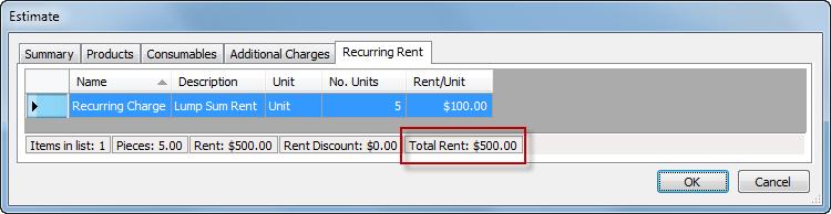 Completing the Additional Charges Tab Select the Additional Charges tab. Set up any additional fees required for the estimate, e.g. freight charges. Click the OK button when ready.