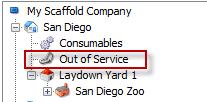 In this example, the Out of Service feature has been enabled for the Branch Office. An OUT OF SERVICE button will now be available for use when returning items to this Branch Office.