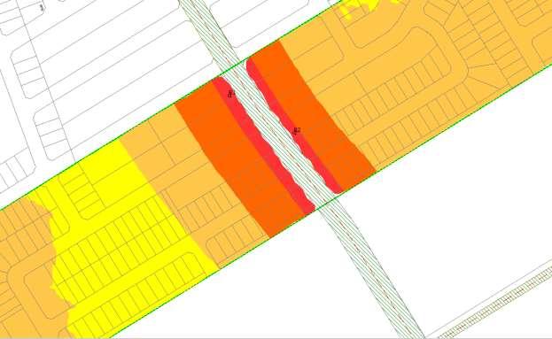 FIGURE 6: GROUND LEVEL NOISE CONTOURS FOR MIDDLE OF SITE (DAYTIME PERIOD) 80 85 db 75