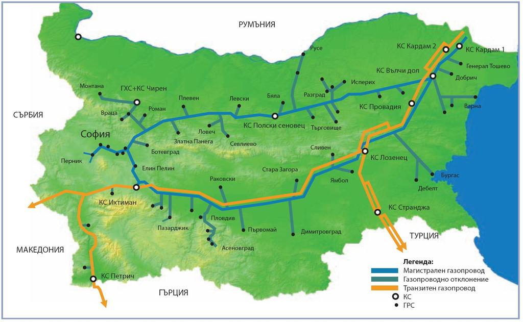 BULGARIA S CIRCULAR-SHAPED GAS TRANSMISSION SYSTEM, WITH FOUR PLANNED INTERCONNECTIONS (NOT