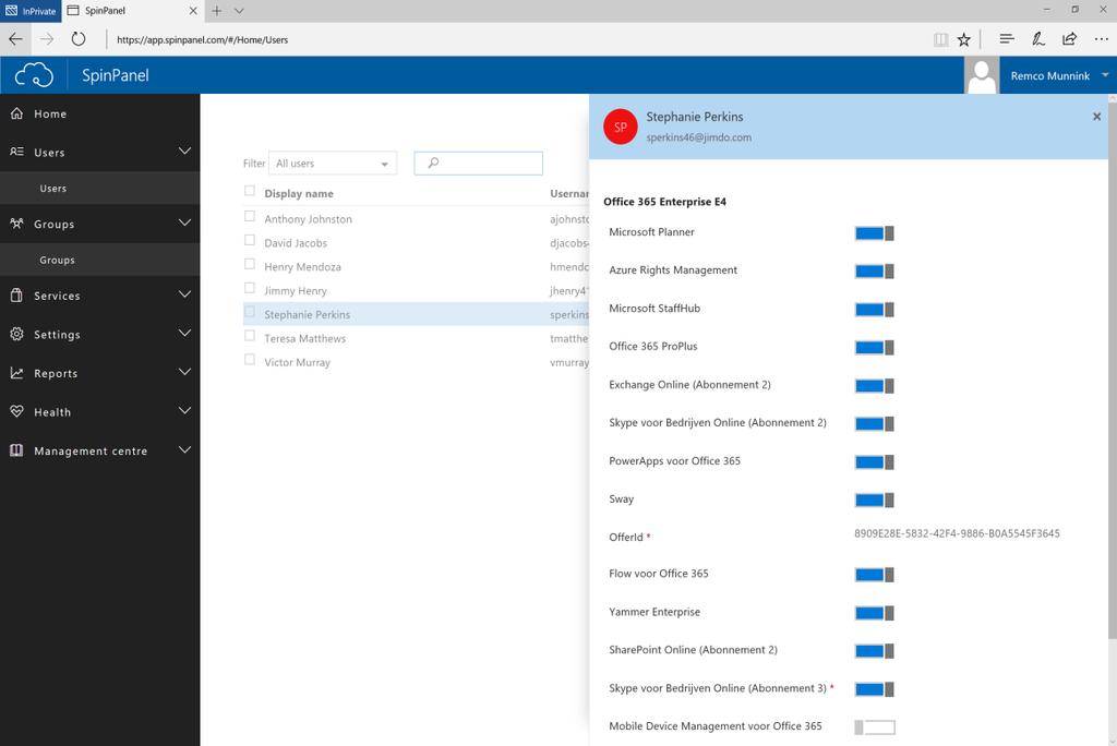 SpinPanel offers self-service CSP license management and technical enablement of services for both Office 365 and Azure without the need to