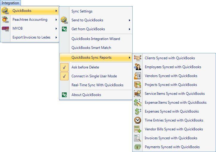 Day-to-Day Integration Settings 2. The Report Filters screen displays. Select All filter option. 3. Preview the report. The list of BillQuick employees synced with QuickBooks is displayed. 2. Check Vendors See BillQuick Help, BillQuickQuickBooks Integration for more about QuickBooks Sync Reports.