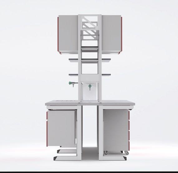 Ergonomic excellence One of principle advantages of the Modulaire System is that it utilises space above the worktop which might otherwise be wasted.