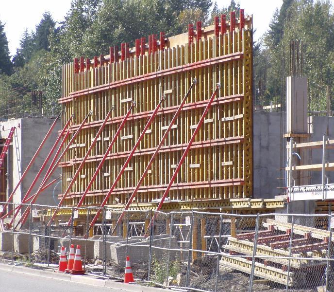 Right: A proprietary, modular wall form system, that can be easily raised and reused as wall construction