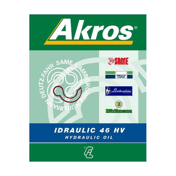 DESCRIPTION AKROS IDRAULIC 46 HV Oil with a high viscosity index for the hydraulic and hydrostatic systems of combine harvesters, load/excavators and farm machines in general.