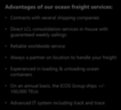 Contracts with several shipping companies and an experienced agent network assure you of favorable conditions.