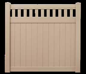 Hampton Series Privacy Fence with Topper Primary Components: 5 x 5 H-Post, 72 x 57 Prefabricated Panel, plus Topper All Season s Hampton Series offers a number of Topper options to help personalize