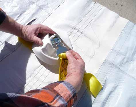 Raven YokeLift systems are produced with heavy-duty vinyl tarp and durable webbing to securely fasten to woven or scrim reinforced polyethylene tarps for overall cost reduction, while still providing