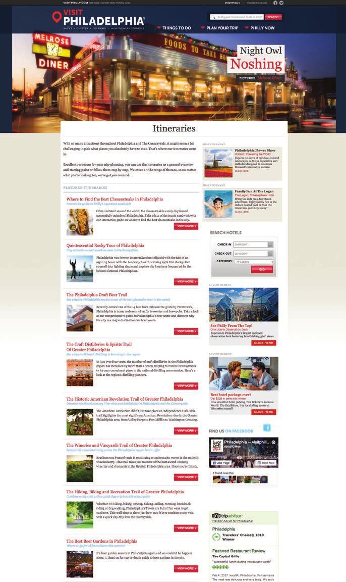 VISITPHILLY.COM BANNER ADVERTISING Visitors to visitphilly.com viewed more than 27 million pages in 2016 while planning their trip.