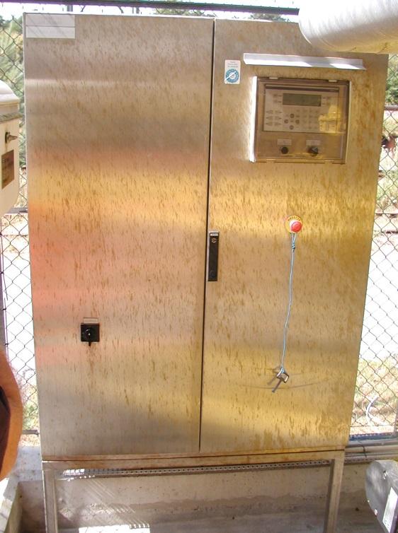 This image illustrates this form of corrosion. It shows a switchboard cabinet made from AISI316 that is situated in the open air near to the coast.