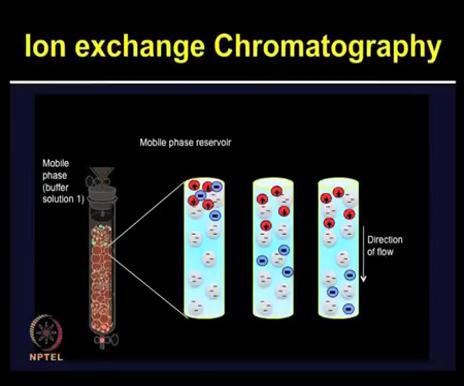 (Refer Slide Time: 14:20) So proteins are adsorbed to the ion exchange column and then it can be de-adsorbed by increasing the salt or altering the ph
