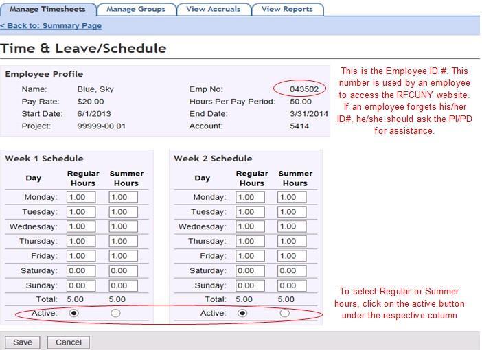 The Employee Profile Page Clicking on the Employee s Name in the Summary Page will bring the PI/AA to the Employee s Profile which includes the appointment s information and predefined schedule.