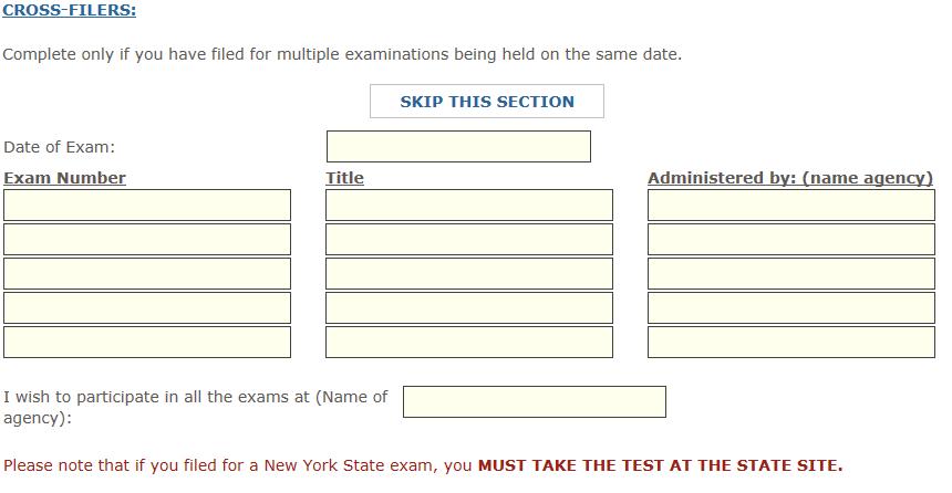 Cross-Filers: If you are taking multiple exams on the same day, or taking an exam at a different location, you are a cross-filer.