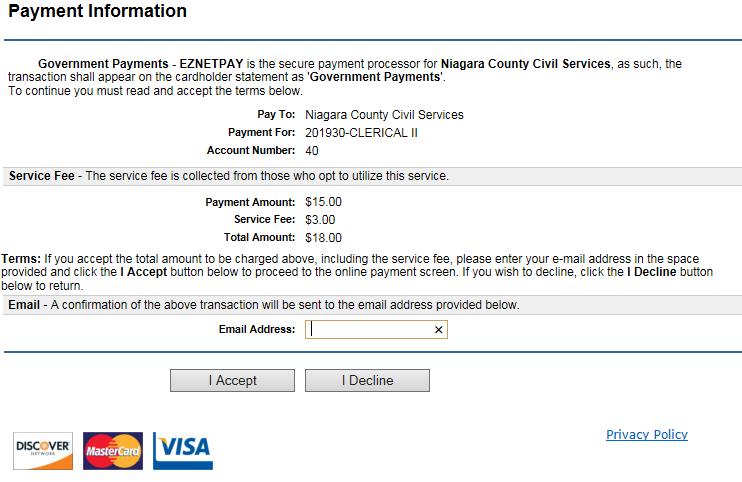Payment can be made by mailing in a check or online.