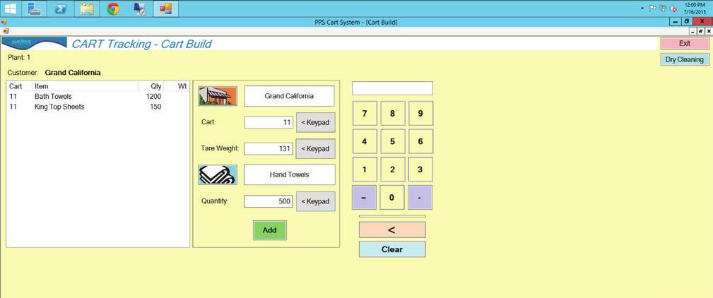 To access the Cart Build, tap the Cart Build button on the Login dialog (see Figure 27). Figure 27. Login. The Cart Build Window The Cart Build window has two main areas: 1) the inventory, and 2) the cart build entry form(see Figure 28).