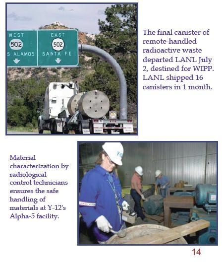 MEETING THE CHALLENGE IN GETTING WORK DONE (CONT D) New Mexico (Los Alamos National Laboratory) Final canister or remote-handled transuranic waste shipped to the Waste Isolation Pilot Plant,