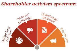 Shareholders activism A person who attempts to use his or her rights as a shareholder of a publicly-traded corporation to bring about social