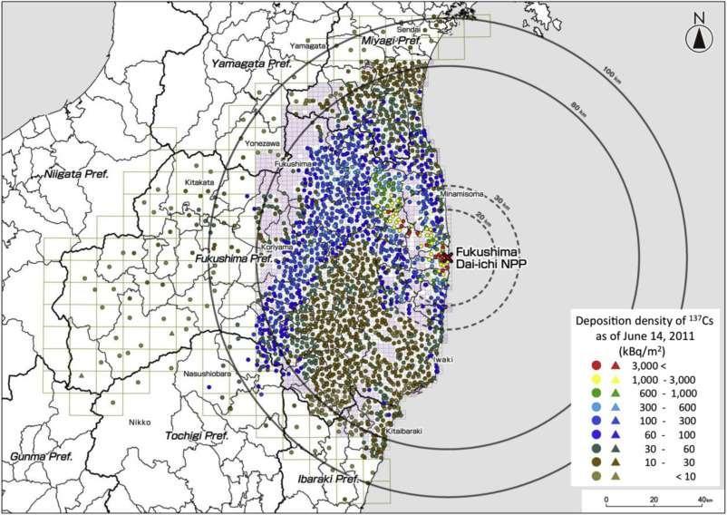 . Deposition density map for Cs-137 Kimiaki Saito, et al: Detailed deposition density maps constructed by large-scale soil sampling for gamma-ray