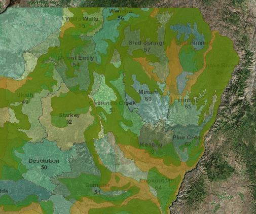 The UGR includes both winter deer (yellow) and elk (green) habitat. Comment: Ac-ft vs cfs need to explain how information is shown on the chart. Response: Graphs will be refined for the report.