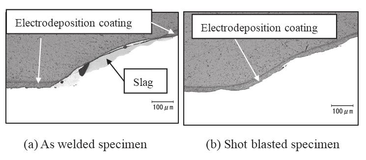 1718 H. Fujimoto, K. Akioka and M. Tokunaga Fig. 8 Surface of the electrodeposition coated specimen after a combined cyclic corrosion test of 120 cycles (440 MPa steel). Fig. 5 Surface of the arc welded specimens (440 MPa steel).