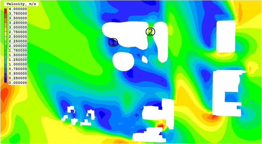 Fluent simulation of wind-pressure ventilation and thermal pressure ventilation in open-up spaces As wind pressure plays a bigger role in wind environment, it is taken into consideration at stage 1