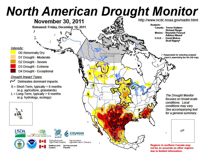 North Amercian Drought Monitor (NADM) US, Canada and Mexico trilateral agreement.