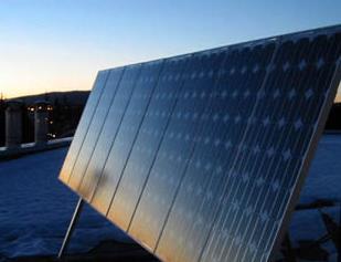 Solar rays are collected by a photovoltaic panel and which