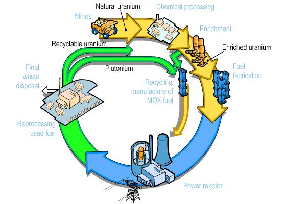 The nuclear fuel cycle and related radioactive waste SF or Waste generated from fuel