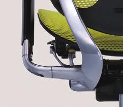 02 Materials & Recycling Seat (upholstered) Backrest (mesh) Total control of every material used Okamura collects thorough information on the materials, surface finishing methods, and other
