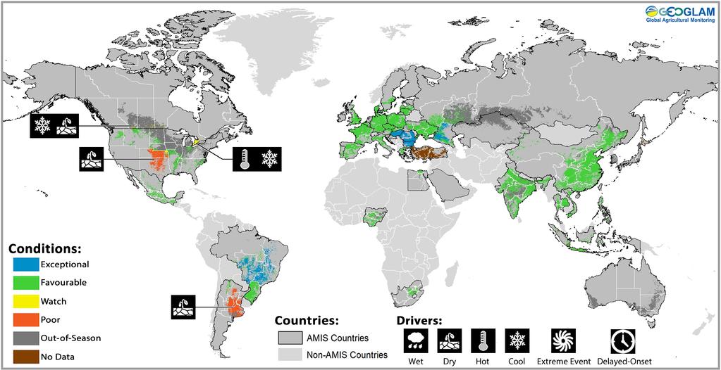 Crop Monitor : an international consensus assessment - May 2018 Crop condition map synthesizing information for all four AMIS crops.
