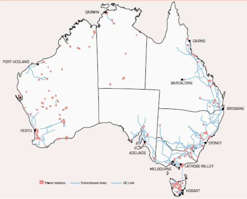Australian electricity markets (AER, 2008) Australian