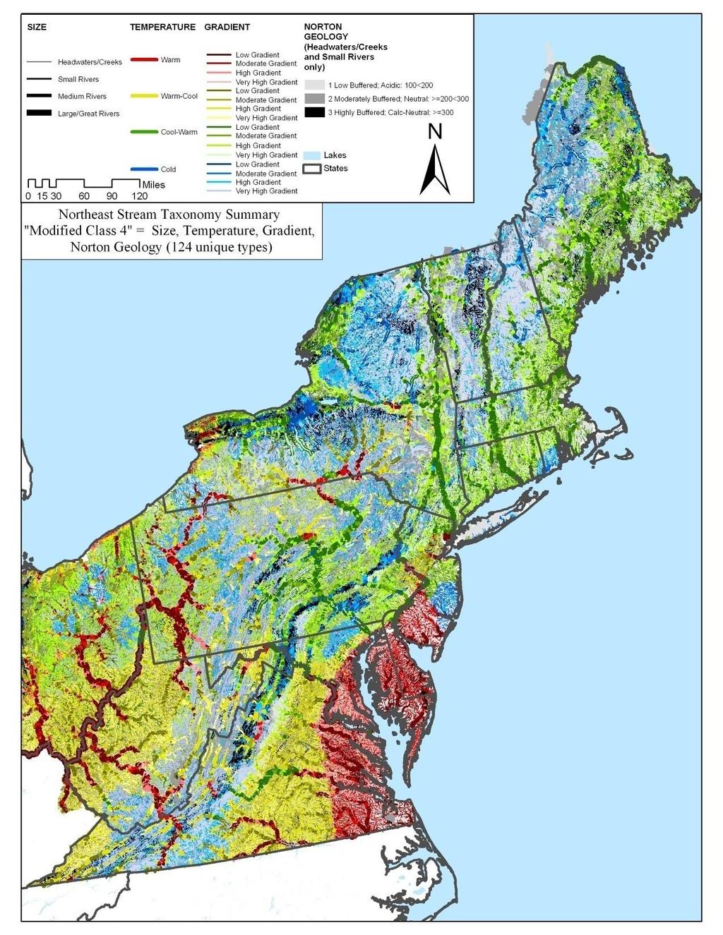 Northeast Aquatic Habitat Classification and Map This simplified map groups them into 96 types.